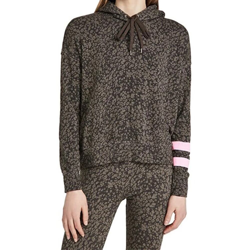 Sundry Hoodie Womens Small 1 NWT Floral Stripe Brown Pullover Jumper Knit Soft